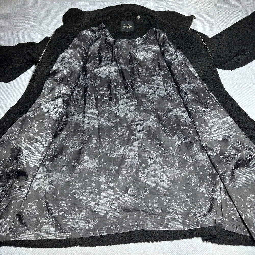 Jessica Simpson Black Wool Blend Boucle Textured Long Coat Women's Size‎ 2X